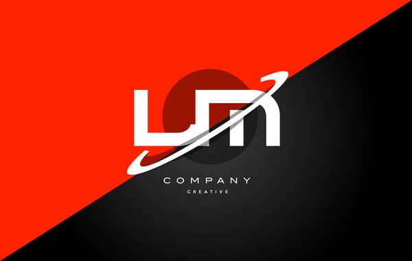 Lm l m vermelho preto tecnologia alfabeto empresa letra logotipo ícone — Vetor de Stock