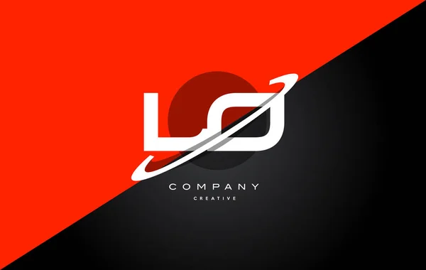 Lo l o червоний чорний технологічний алфавіт значок логотипу компанії — стоковий вектор