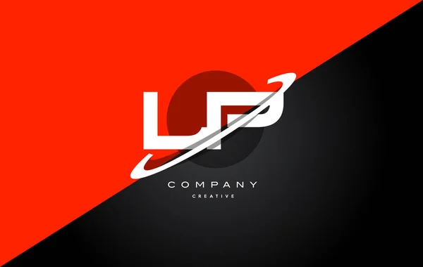 LP l p kırmızı siyah teknoloji alfabe şirket mektup logo simge — Stok Vektör