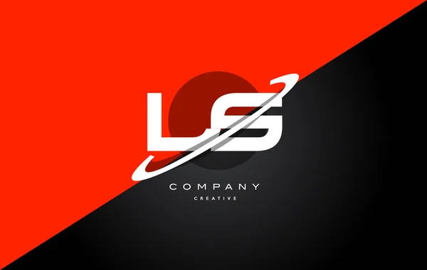 Ls l s  red black technology alphabet company letter logo icon — Stock Vector