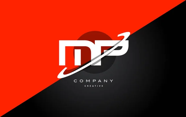 MP m p röd svart teknik alfabetet företaget logotyp brevikonen — Stock vektor