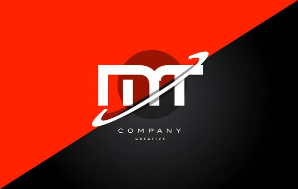 MT m t rood zwart technologie alfabet bedrijf logo letterpictogram — Stockvector
