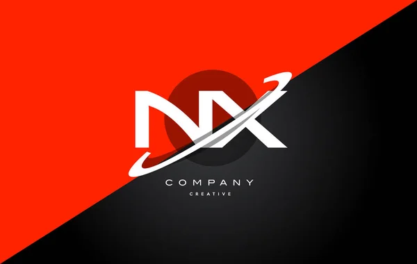 Nx n x rosso nero tecnologia alfabeto azienda lettera logo icona — Vettoriale Stock