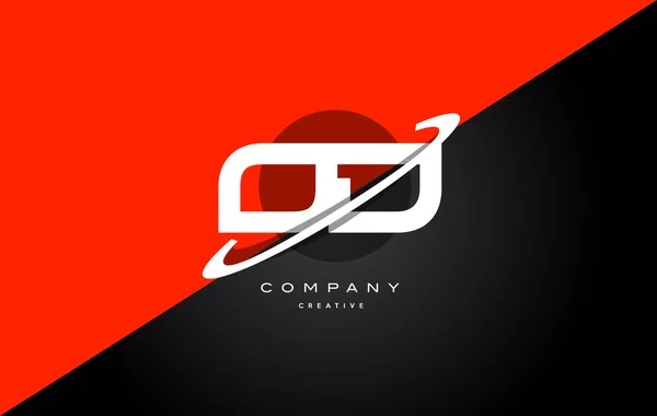 OD o d röd svart teknik alfabetet företaget logotyp brevikonen — Stock vektor
