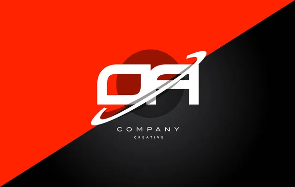 OA o ikoną logo list firma alfabet czerwony czarny technologii — Wektor stockowy