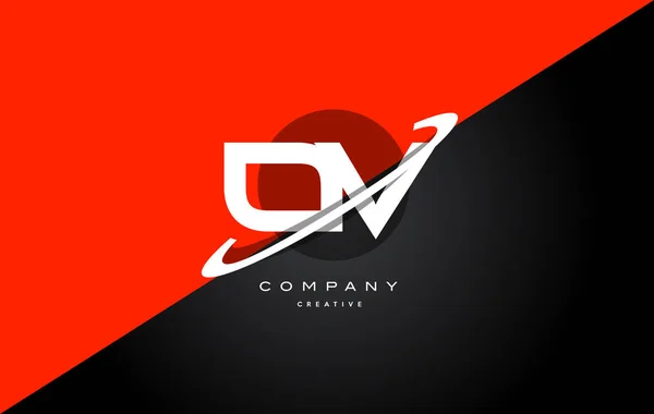 Ov o v kırmızı siyah teknoloji alfabe şirket mektup logo simge — Stok Vektör