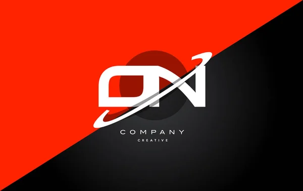 Op o n rood zwart technologie alfabet bedrijf logo letterpictogram — Stockvector