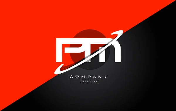 Pm p l rood zwart technologie alfabet bedrijf logo letterpictogram — Stockvector
