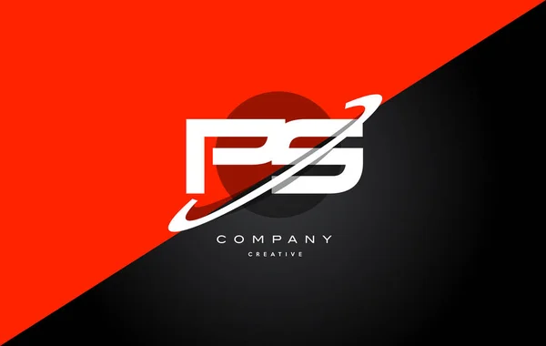 Ps p s  red black technology alphabet company letter logo icon — Stock Vector