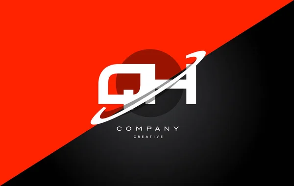 Qh g h червоний чорний технологічний алфавіт значок логотипу компанії — стоковий вектор
