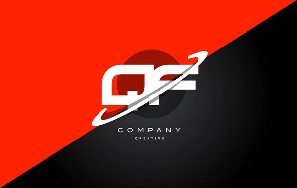 QF q f czerwony czarny technologii alfabet litery firma ikona logo — Wektor stockowy