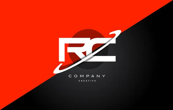 Rc r c vermelho preto tecnologia alfabeto empresa letra logotipo ícone — Vetor de Stock