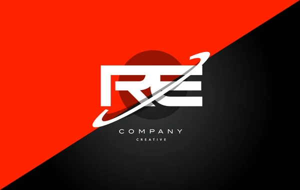 Re r e red black technology alphabet lettre d'entreprise logo icône — Image vectorielle