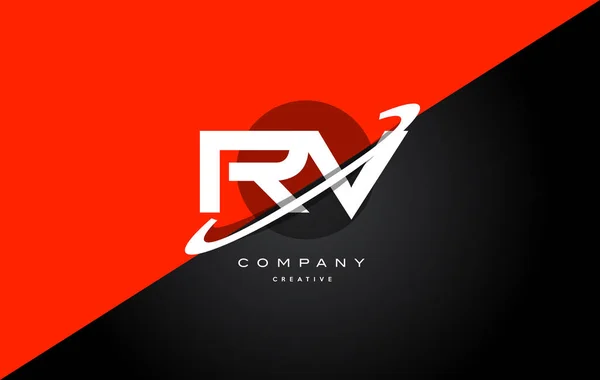 Rv r v vermelho preto tecnologia alfabeto empresa letra logotipo ícone — Vetor de Stock