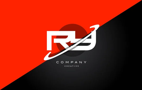 Ry r y rouge noir technologie alphabet lettre d'entreprise logo icône — Image vectorielle