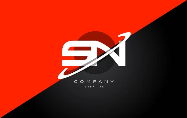 Sn s n  red black technology alphabet company letter logo icon — Stock Vector