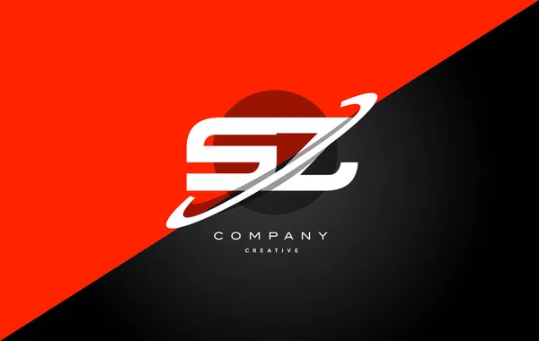 Sz s z vermelho preto tecnologia alfabeto empresa letra logotipo ícone — Vetor de Stock