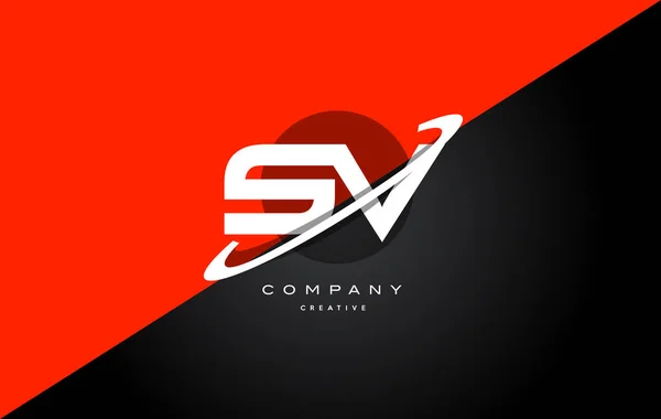SV s v rood zwart technologie alfabet bedrijf logo letterpictogram — Stockvector