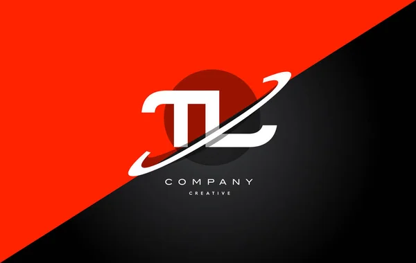 TL t l kırmızı siyah teknoloji alfabe şirket mektup logo simge — Stok Vektör