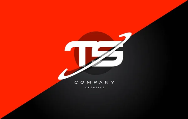 TS t s rood zwart technologie alfabet bedrijf logo letterpictogram — Stockvector