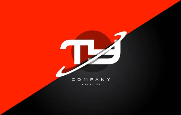 Ty t y vermelho preto tecnologia alfabeto empresa letra logotipo ícone — Vetor de Stock