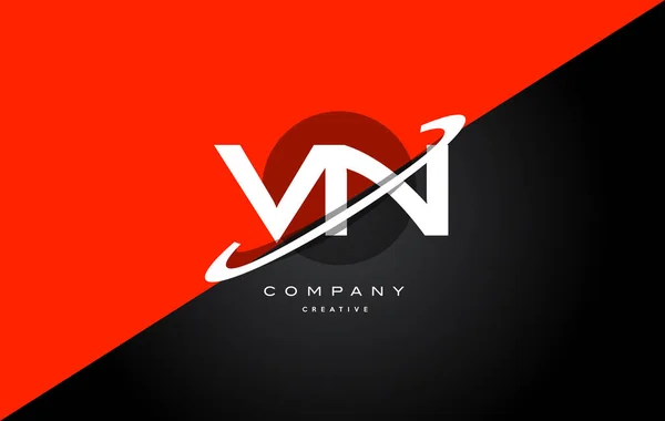 VN v n technologia czarny czerwony alfabet firmy list logo ikona — Wektor stockowy