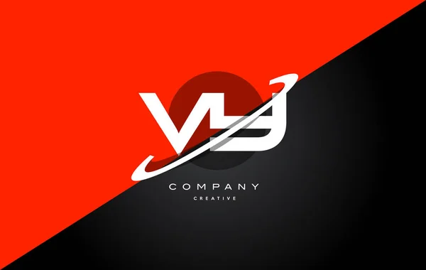 Vy v y  red black technology alphabet company letter logo icon — Stock Vector