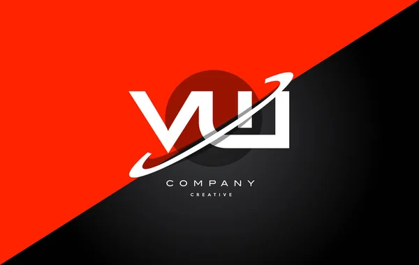 Vw v w rosso nero tecnologia alfabeto azienda lettera logo icona — Vettoriale Stock