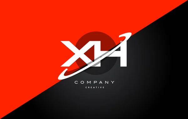 Xh x h rosso nero tecnologia alfabeto azienda lettera logo icona — Vettoriale Stock