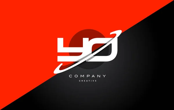 Yo y o vermelho preto tecnologia alfabeto empresa letra logotipo ícone — Vetor de Stock