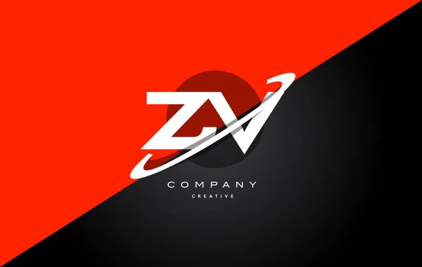 Zv z v vermelho preto tecnologia alfabeto empresa letra logotipo ícone — Vetor de Stock