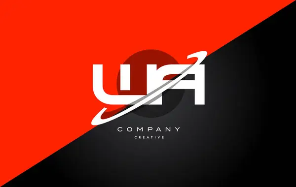 Wa w червоний чорний технологічний алфавіт значок логотипу компанії — стоковий вектор