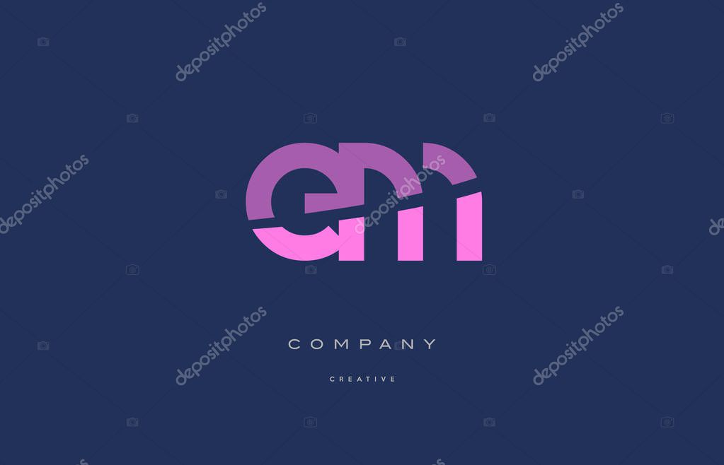 Em e m  pink blue pastel modern abstract alphabet company logo design vector icon template