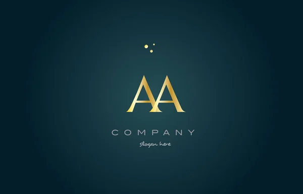 Aa un oro oro de lujo alfabeto letra logotipo icono plantilla — Vector de stock