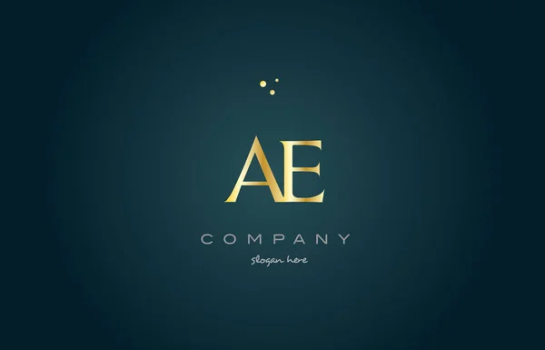 AE d arany arany luxus ábécé levél logó ikon sablon — Stock Vector