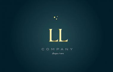 ll l  gold golden luxury alphabet letter logo icon template clipart