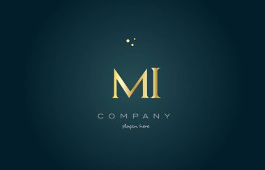 mi m i altın altın lüks Alfabe harf logo simge şablonu