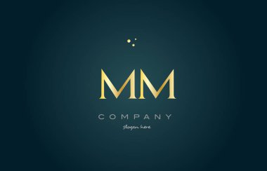 mm m m altın altın lüks Alfabe harf logo simge şablonu