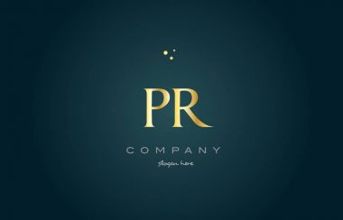 PR p r altın altın lüks Alfabe harf logo simge şablonu