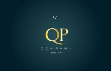 QP q p altın altın lüks Alfabe harf logo simge şablonu