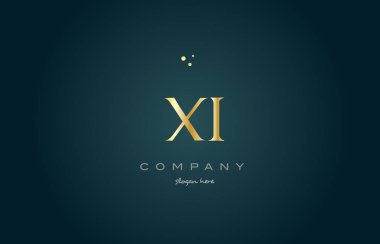 Xi i altın altın lüks Alfabe harf logo simge şablon x