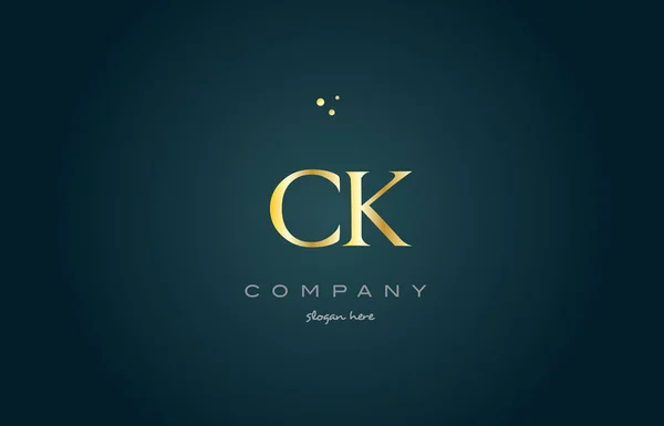 Ck c k oro oro di lusso alfabeto lettera logo icona modello — Vettoriale Stock