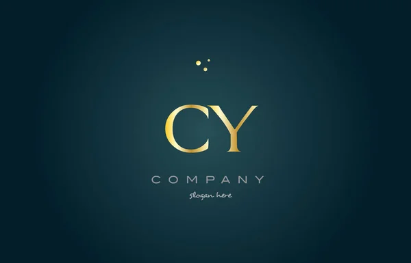 Cy c y oro oro de lujo alfabeto letra logotipo icono plantilla — Vector de stock