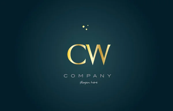 Cw c w gold gold luxury alfabeto lettera logo icona modello — Vettoriale Stock