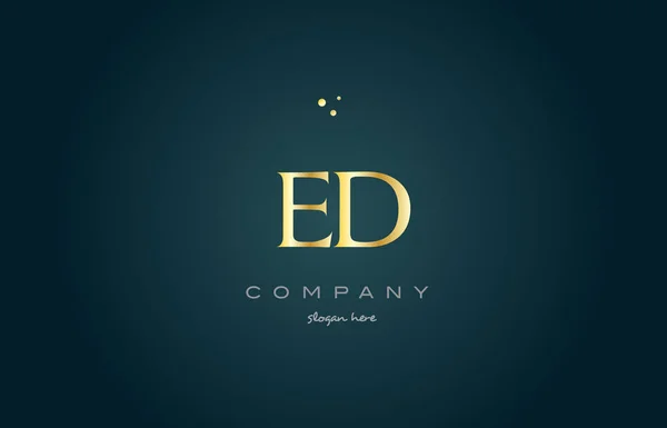 Ed e d gold golden luxury alphabet letter logo template - Stok Vektor