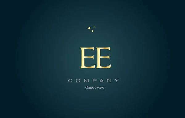 Ee e e oro oro de lujo alfabeto letra logotipo icono plantilla — Vector de stock