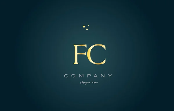 Fc f c oro oro de lujo alfabeto letra logotipo icono plantilla — Vector de stock