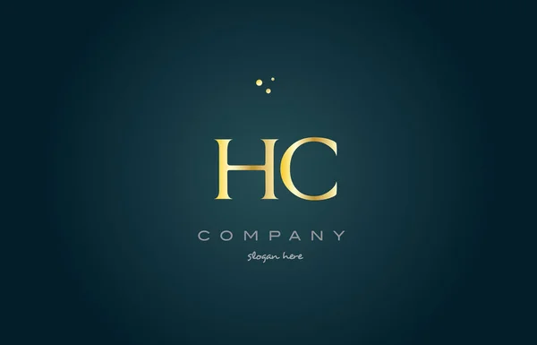 Hc h c oro oro de lujo alfabeto letra logotipo icono plantilla — Vector de stock