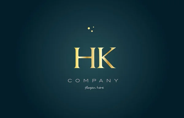 홍콩 h k 골드 골든 럭셔리 알파벳 편지 로고 아이콘 템플릿 — 스톡 벡터