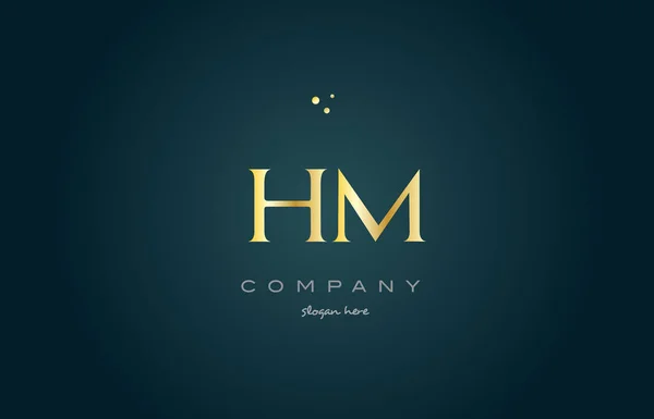 Hm h m gold luxus alphabet buchstabe logo symbol vorlage — Stockvektor